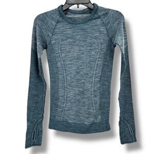 Lululemon Swiftly Wool Pullover Shirt Womens Size 6 Submarine Green White